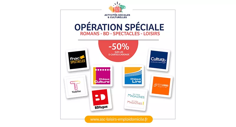 OPÉRATION SPÉCIALE ← Cartes cadeaux à  50% !